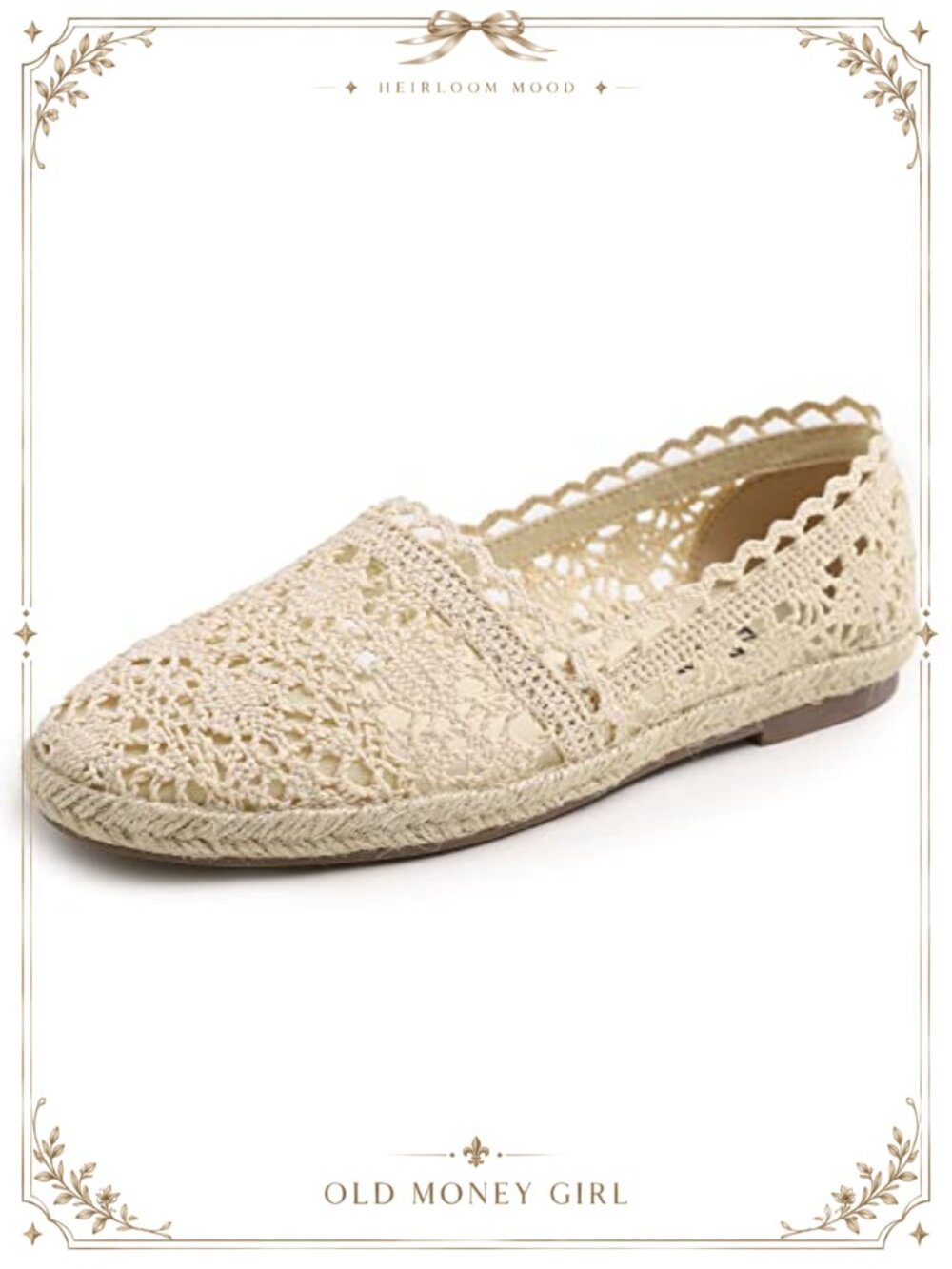 Crochet Mesh Flats Slip On Espadrille Comfort Breathable Ballet Shoes